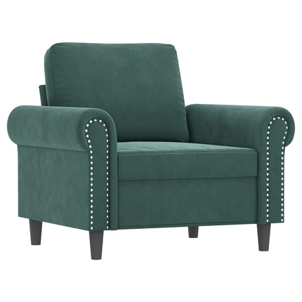 sofastol med fodskammel 60 cm velour mørkegrøn