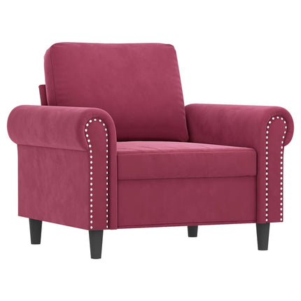 sofastol med fodskammel 60 cm velour vinrød