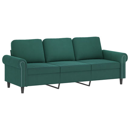 3-personers sofa med fodskammel 180 cm velour Mørkegrøn