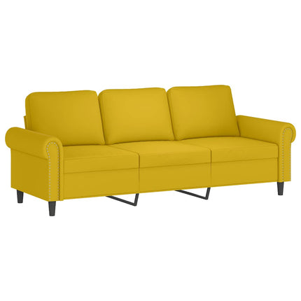 3-personers sofa med fodskammel 180 cm velour gul