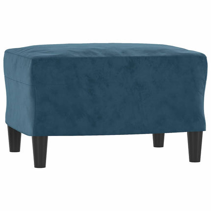 3-personers sofa med fodskammel 180 cm velour blå