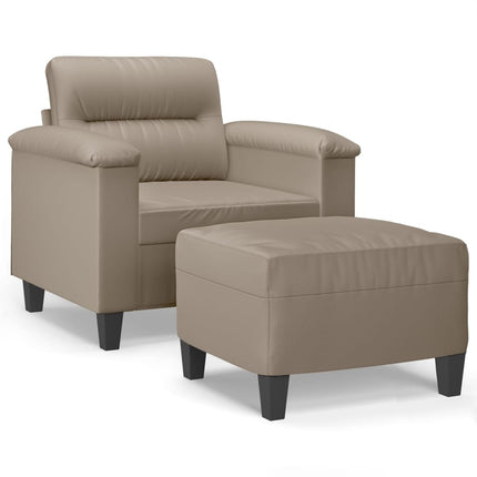 sofastol med fodskammel 60 cm mikrofiberstof Gråbrun