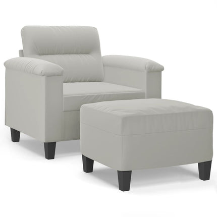 sofastol med fodskammel 60 cm mikrofiberstof lysegrå