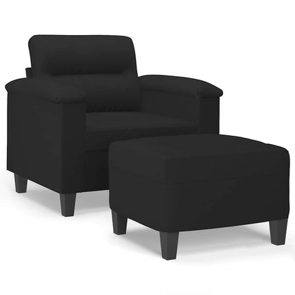 sofastol med fodskammel 60 cm mikrofiberstof sort