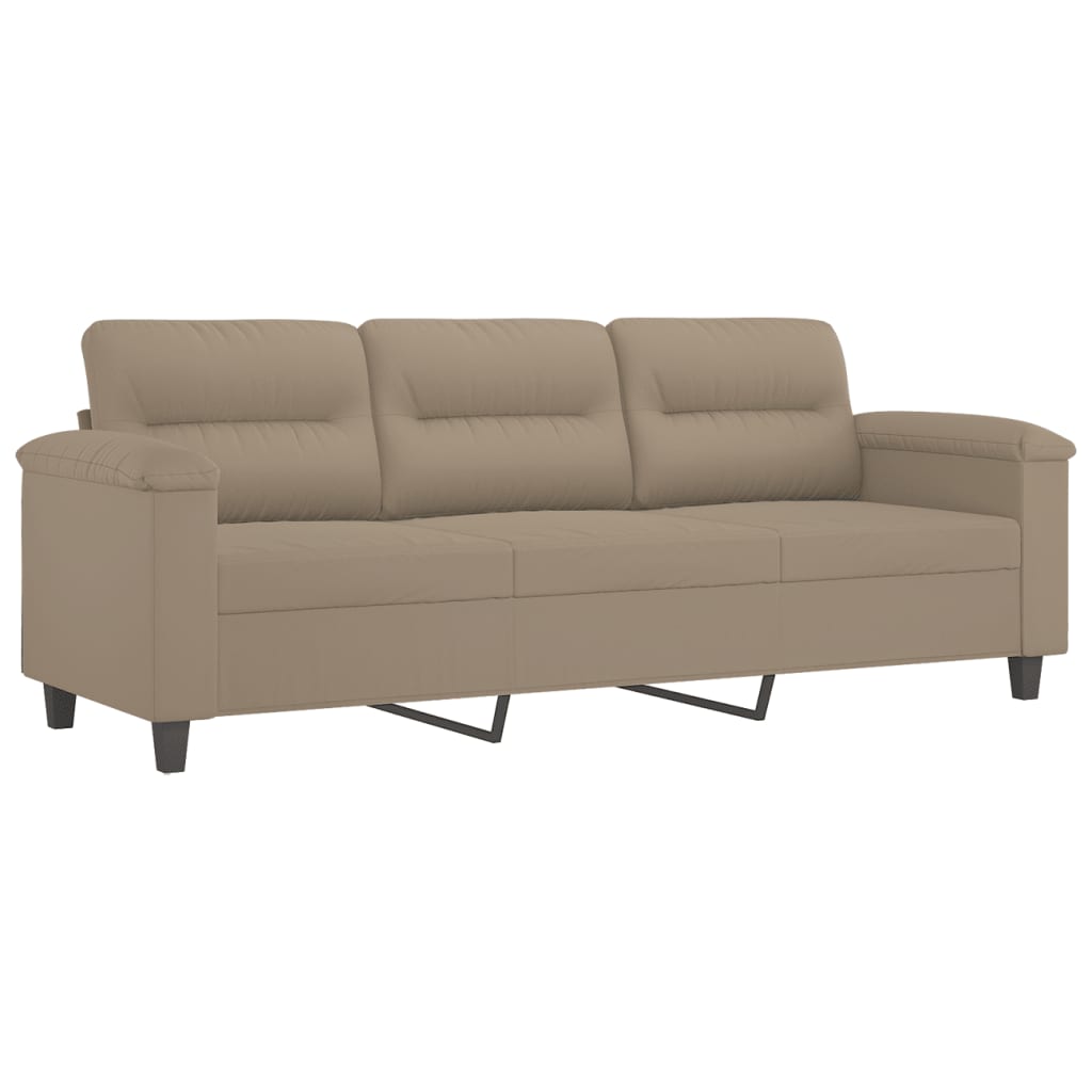 3-personers sofa med fodskammel 180 cm mikrofiberstof Gråbrun