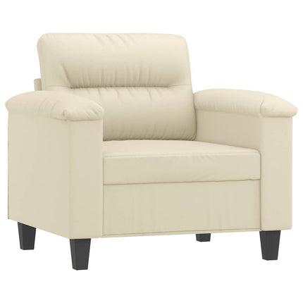 sofastol med fodskammel 60 cm kunstlæder cremefarvet