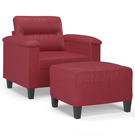 sofastol med fodskammel 60 cm kunstlæder Vinrød