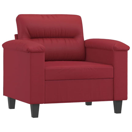 sofastol med fodskammel 60 cm kunstlæder Vinrød