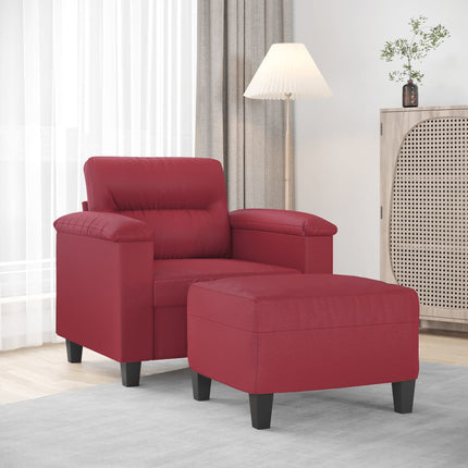 sofastol med fodskammel 60 cm kunstlæder Vinrød