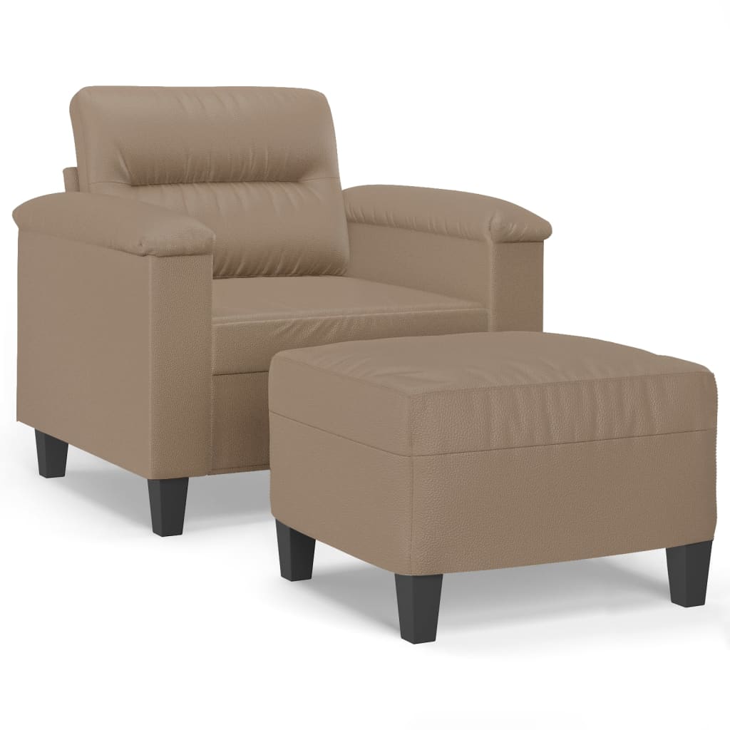 sofastol med fodskammel 60 cm kunstlæder Cappuccino