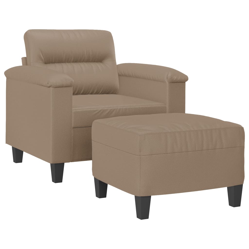 sofastol med fodskammel 60 cm kunstlæder Cappuccino
