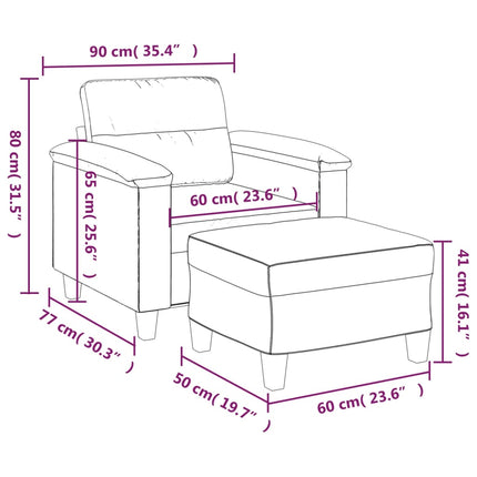 sofastol med fodskammel 60 cm kunstlæder Cappuccino