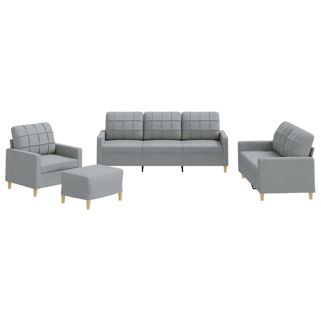 sofasæt 4 dele med hynder stof lysegrå