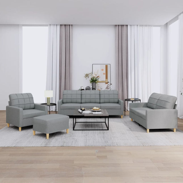 sofasæt 4 dele med hynder stof lysegrå