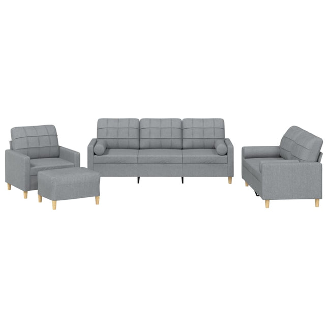 sofasæt 4 dele med puder stof lysegrå
