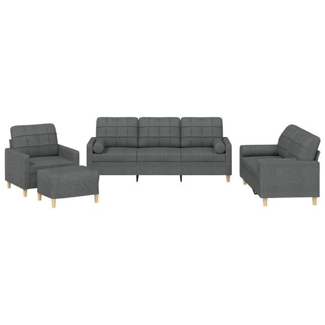 sofasæt 4 dele med puder stof mørkegrå