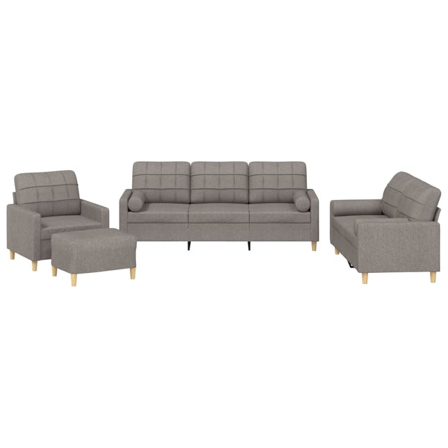sofasæt 4 dele med puder stof gråbrun