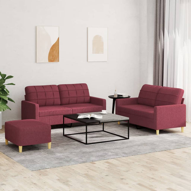 sofasæt 2 dele med hynder stof vinrød