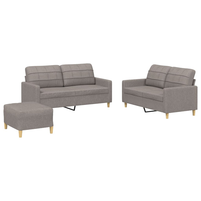 sofasæt 3 dele med hynder stof gråbrun