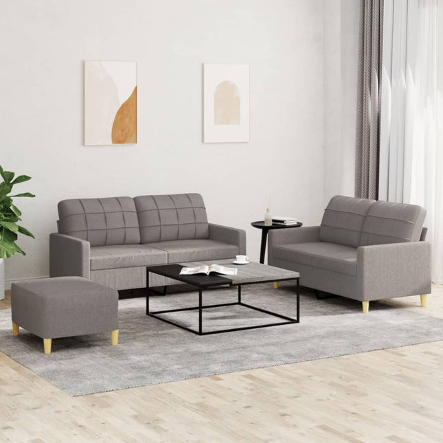 sofasæt 3 dele med hynder stof gråbrun