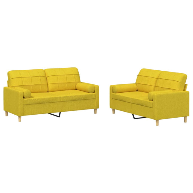 sofasæt 2 dele med puder stof lysegul