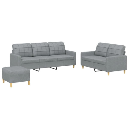 sofasæt 3 dele med hynder stof lysegrå
