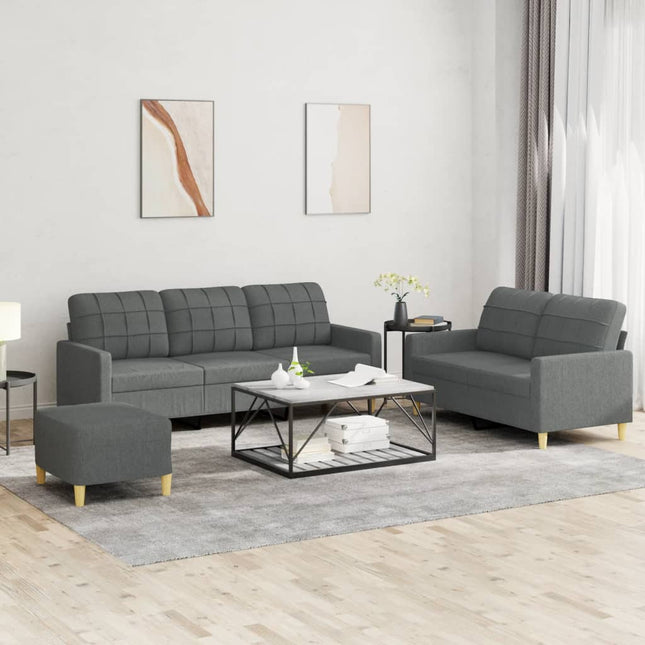 sofasæt 3 dele med hynder stof mørkegrå