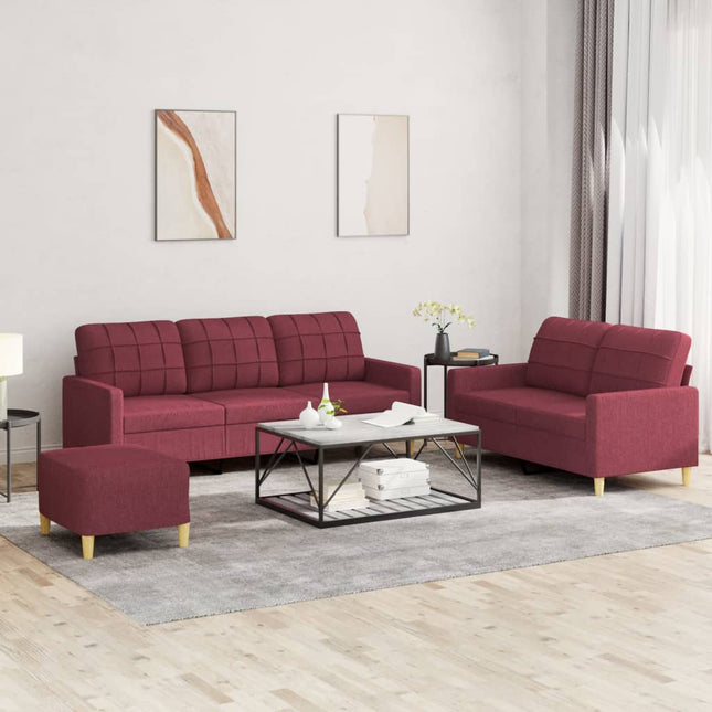 sofasæt 2 dele med hynder stof vinrød