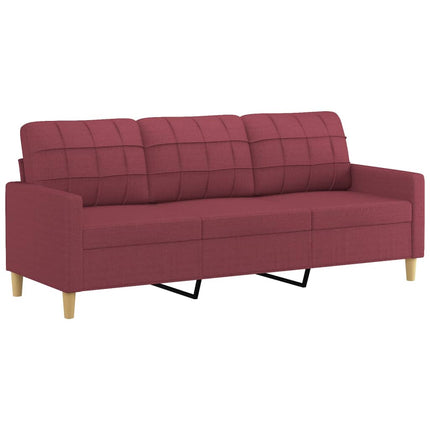 sofasæt 3 dele med puder stof vinrød