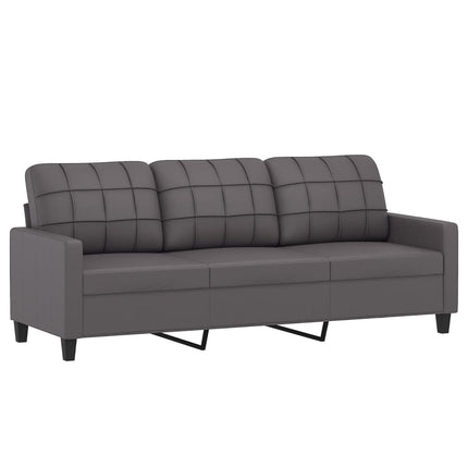 sofasæt 3 dele med puder kunstlæder grå