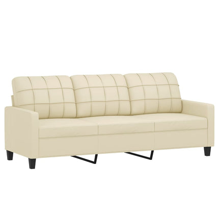 sofasæt 3 dele med puder kunstlæder cremefarvet