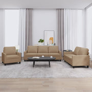 sofasæt 3 dele med hynder kunstlæder cappuccinofarvet