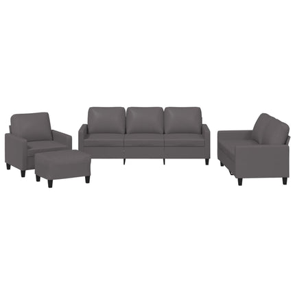 sofasæt 4 dele med hynder kunstlæder grå