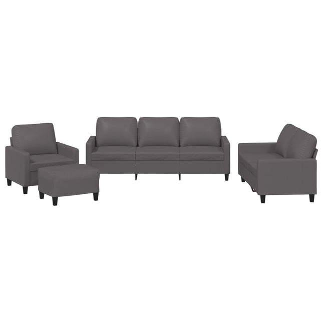 sofasæt 4 dele med hynder kunstlæder grå