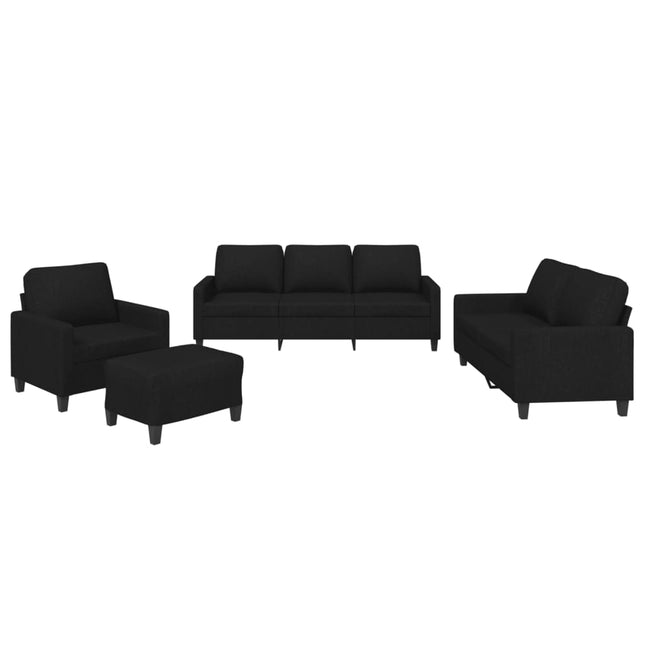 sofasæt 4 dele med hynder stof sort