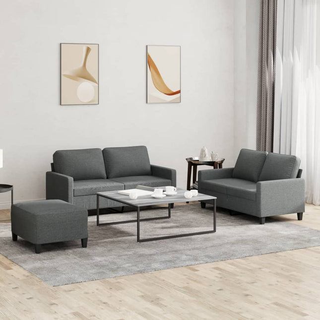 sofasæt 3 dele med hynder stof mørkegrå