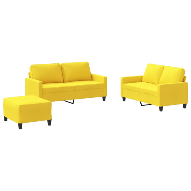sofasæt 3 dele med hynder stof lysegul