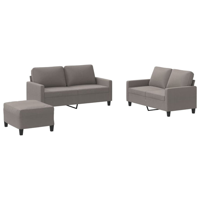 sofasæt 3 dele med hynder stof gråbrun