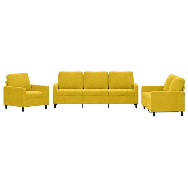 sofasæt 3 dele med hynder velour gul