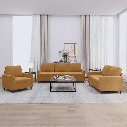 sofasæt 3 dele med hynder velour brun
