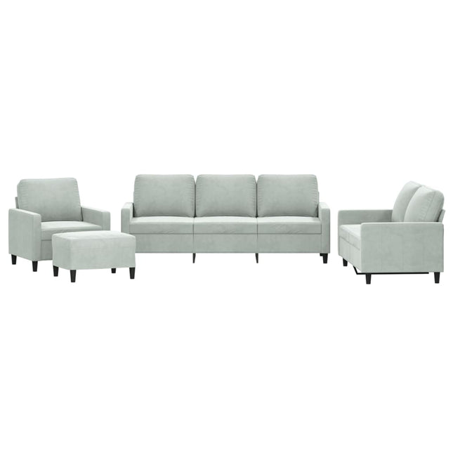 sofasæt 4 dele med hynder velour lysegrå