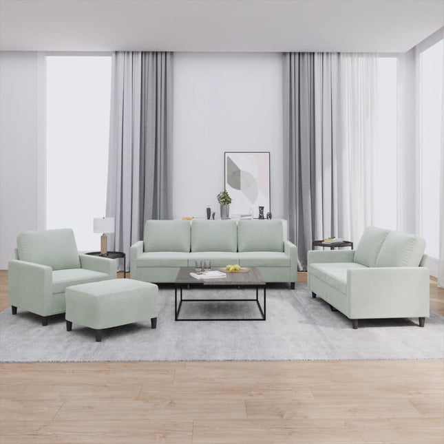 sofasæt 4 dele med hynder velour lysegrå