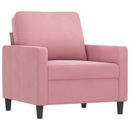 sofasæt 4 dele med hynder velour lyserød