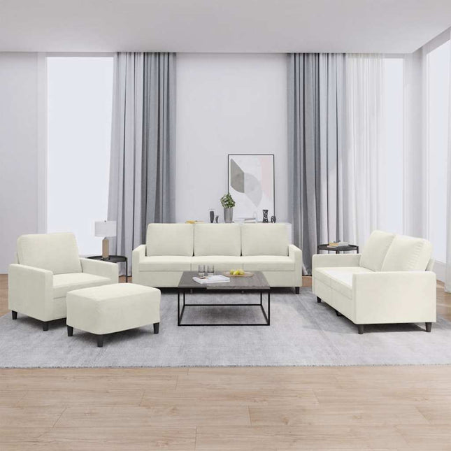 sofasæt 4 dele med hynder velour cremefarvet