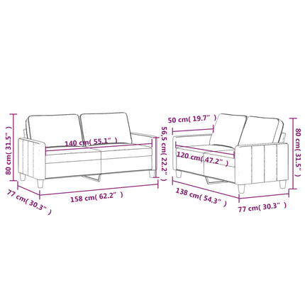 sofasæt 2 dele med hynder velour lysegrå