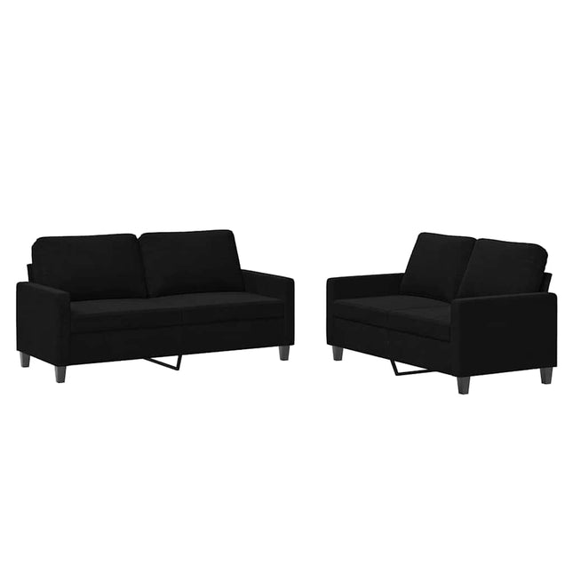 sofasæt 2 dele med hynder velour sort
