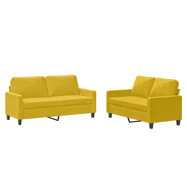 sofasæt 2 dele med hynder velour gul