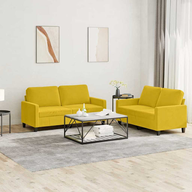 sofasæt 2 dele med hynder velour gul