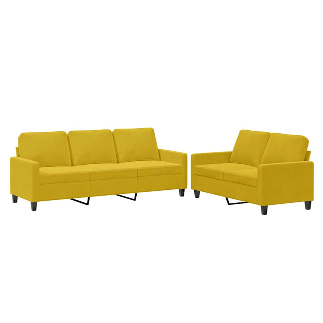 sofasæt 2 dele med hynder velour gul