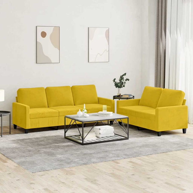 sofasæt 2 dele med hynder velour gul